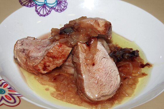 Receta de solomillo de cerdo con Cocacola, presentacion a